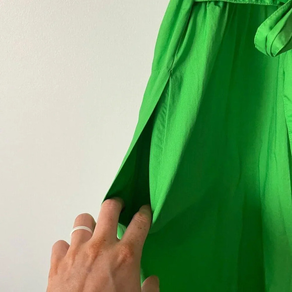 J. Crew 100% Cotton Button Front Shirt Dress Green Size 4 - Picture 7 of 9